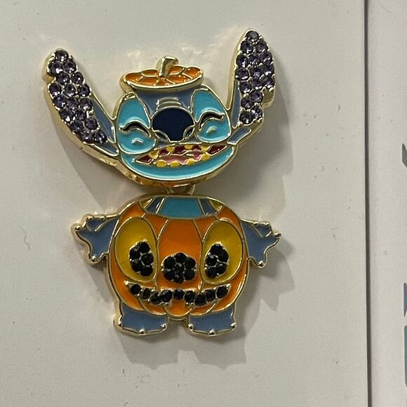 Disney BaubleBar Halloween Stitch Earrings Sparkly Moveable Pumpkin Fall NEW - Picture 4 of 8
